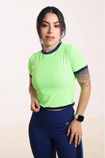 Blusa Manga Curta Dry Fit Oops Verde Neon